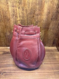 Cartier 紅色皮革水桶包