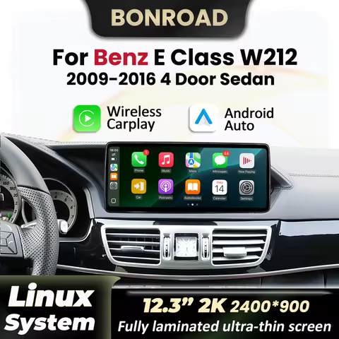12.3" 2K Wireless CarPlay Andorid Auto For Benz E Class W212 E200 E230 E260 E300 S212 2009-2016 Car 