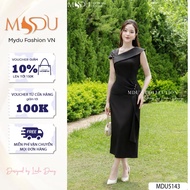 Váy Thiết Kế MDU5143 Chất Mango Cao Cấp Dáng Ôm Nhẹ Cổ Bất Đối Xứng Phối Nếp Gấp Lạ Mắt Từ MDU