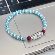 Ins Bodhi Design Pure Silver Bracelet New Chinese Retro Niche Jewelry Bracelet Beaded Turquoise Tran