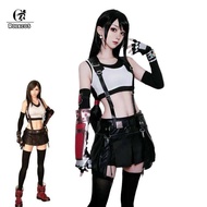 ROLECOS FF VII Tifa ชุดชุดคอสเพลย์ฮาโลวีนเกม FF7รีเมคชุดเอี๊ยมกระโปรง S Stokings แกล้งเล่นคอสตูม & ป