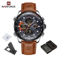 NAVIFORCE ผู้ชายนาฬิกาแบรนด์ยอดนิยมนาฬิกาลำลองจอแสดงผลคู่กันน้ำ Led เรืองแสงกีฬานาฬิกาสำหรับผู้ชาย N