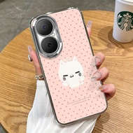 READY STOCK For Xiaomi Poco C71 Pink Wave Point Cat CHST Cartoon Case All-Round 4-Corner Anti-Fall B