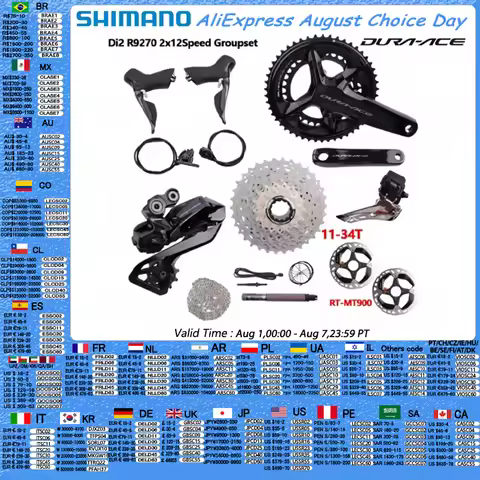 Shimano Di2 Dura Ace R9270 2x12 Speed Hydraulic Disc Brake Set R9200 Crankset FD RD-R9250 Battery DN