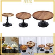 [Perfk] Wood Cake Stand Round Household Serving Platter Cake Plate Stand for Filming Props