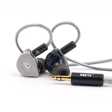 BQEYZ BQ10 HiFi In-Ear Wired Headphones with 12mm PET Dynamic IEM, 0.78mm 2-pin Detachable OFC Silve