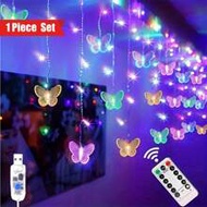 1pc 2m/78.7in Butterfly String Lights, 48 LED Beads, 8 Modes, Remote Control, Butterfly Shaped Hangi