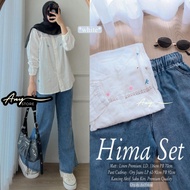 Hima Premium Cutbray Mix Linen Jeans Set ( Any Store)
