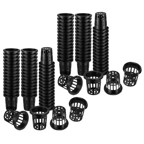 200 Pack 1.77 Inch Net Cups Slotted Mesh Wide Lip Filter Plant Net Pot Bucket Basket for Hydroponics