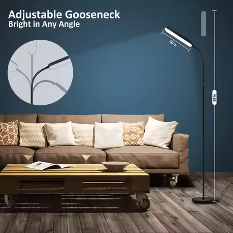 15w/1000lm Bright LED Floor Lamp, Stepless Adjustable 3000K-6000K Color and Dimmer, Remote Control a