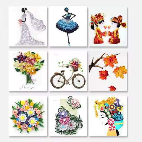 A4 Quilling Art Template Paper Filigree Pattern Quilling Paper Stencils Origami Template Wall Art Fi