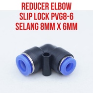 PVG8-6 PVG 8-6 Pneumatic Connector Elbow Fitting L Reducer Slip Lock Hose 8mm to 6mm Connector 8 mm 