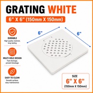 6''x6'' PVC Grating White Color Trap / Penutup Lubang Air Bilk / Toilet Drain Cover / Floor Trap