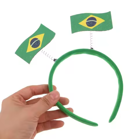 6pcs Brazilian Flag Headbands Soccer Bopper Headbands Pp Felt Hair Hoops Sports Themed Headdress Tea