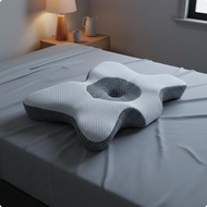 Pressure Relief Anti Snore Pillow Breathable Memory Foam Neck Pillow Removable Cover for Adults