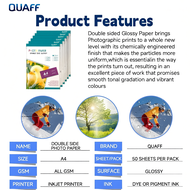 QUAFF 50 sheets Double Sided Glossy Photo Paper A4 Size 120gsm-250gsm-300gsm