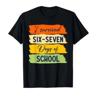 SAYA I'm Happy After 67 Days in School - Six Seven Meme Student T-shirt for Men and Wanita, 100% Kap