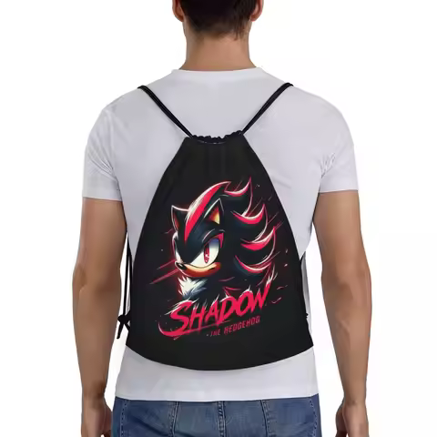 Shadow The Hedgehog Backpacks Casual Portable Drawstring Bundle Pocket Sports Bag Book Bags For Man