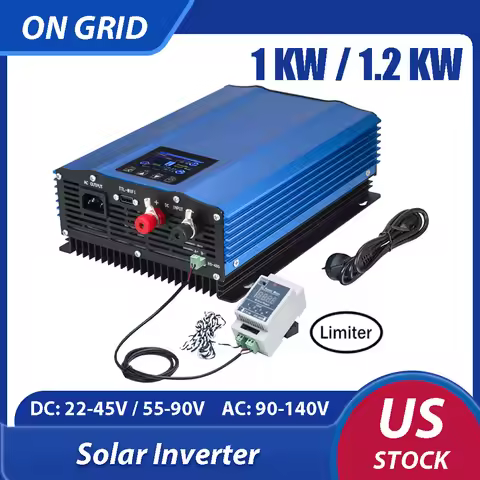 500W 1KW 1.2KW Solar Inverter Grid Tie Battery Discharge DC 24V 26-45V/48V 55-90V PV Panels Input to
