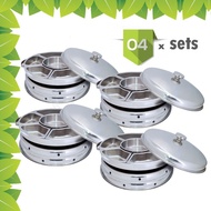 4Sets Stainless Steel Dome Chafing Dish with High Stand 56cm x 56cm x 23cm