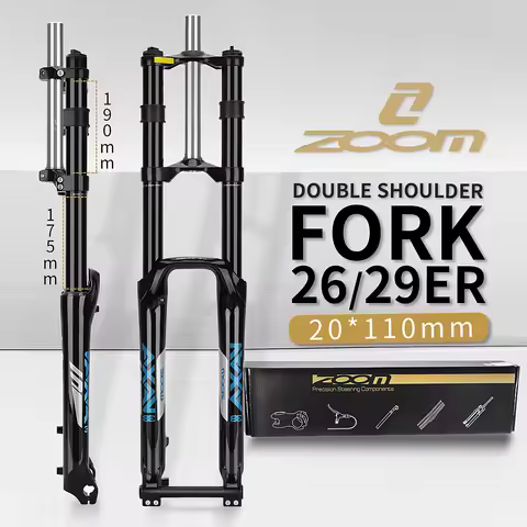 ZOOM Dual Crown DH Fork - 26/27.5/29 Inch MTB, High-, 175mm Travel, Rebound & Compression Adjust, fo