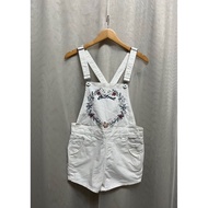 5th STREET White Colorful Embroidered Casual Suspender Shorts