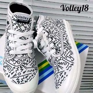 [Volley18]女23cm/澳洲國民品牌Volley帆布鞋(高筒-白/塗鴉)