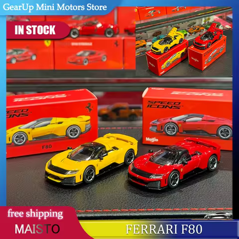 In Stock Maisto 1:64 Ferrari F80 Alloy Base Red Yellow Supercar Sports Car Diecast Car Model Collect
