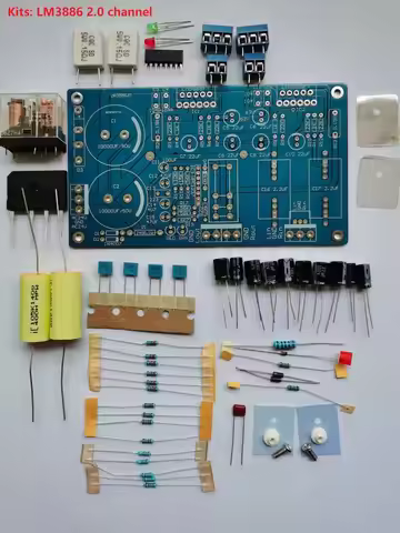 KIT LM3886 2.0 Channel With Horn Protection Amplifier Board PCB With Parts