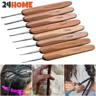 24HOME Bamboo Dreadlock Carbonized Bamboo Handle Crochet Needle Hook for Dreadlocks Braids Hair Maki