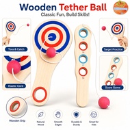 INTOO Tether Ball Paddle, Wood Elastic Cord Elastic Skill Ball, Gifts Tethered Hand Eye Coordination