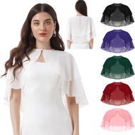 Women Elegant Chiffon Shawls 2 Layer Bolero Wedding Cape Bridal Shrug For Party Dress
