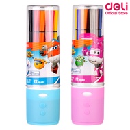 FELT PEN DELI 12 COLORS WASHABLE CHILDREN'S DRAWING MARKER + WASHABLE TUBE CASE DRAWING MARKER