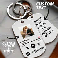 1pc Custom Couple Picture Keychain, Custom Music Song Keychain, Personalised Engraved Music Code Key