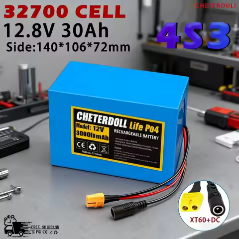 High Capacity 12V 30Ah 32700 Lifepo4 Battery with 40A BMS, 4S3P Rechargeable for Uninterrupted Power