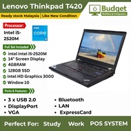 Lenovo Thinkpad T420 (Intel i5 2nd Gen/4GB RAM/128GB SSD/Win 10 Pro)