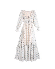 Kloset Design Floral Print Maxi Dress with Ruffles (AW24-D006-F) เดรสยาวพิมพ์ลายดอกไม้ทั้งตัว