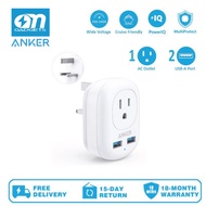 Anker A9211 PowerExtend USB Plug International Power Adapter with 2 USB and 1 Outlet, Travel adapter