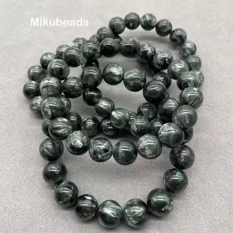 Natural 6mm 8mm 10mm A+ Seraphinite Smooth Round Loose Beads For Making Jewelry DIY Necklace Bracele