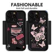 Samsung Galaxy Anti-Shock Soft Case with ID Card Slot Cute Butterfly Christmas Pattern 3D Aesthetic 
