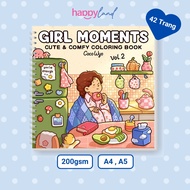 Girl M0ments Coloring Set, Book of 42 200gsm Thick Paper Paintings, A4 A5 Size, Coloring Pages for A
