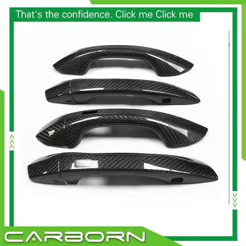 Add On Style Carbon Fiber Door Handle Cover Trim 2018+ For Audi A6 C8 A6L S6 RS6 E-Tron Q6 Q8 RSQ8 2