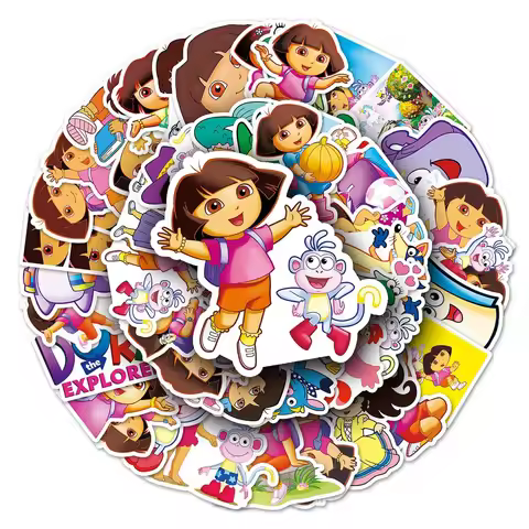51pcs Cartoon Animation Dora Children's Animation Personalized Luggage Scooter Refrigerator Decorati