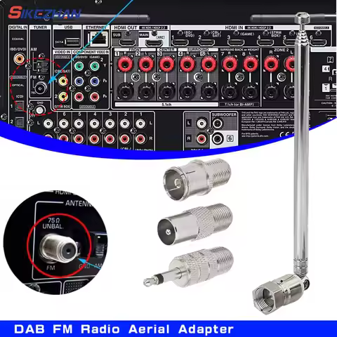 FM Radio Antenna 1 Set FM Telescopic Antenna 75 Ohm F Type Male Plug Connector Adapter Table Top Rad