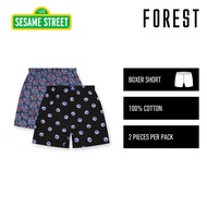 Forest Boxer Lekaki (2pcs) | Forest X Sesame Street Mens Cotton Boxer Assorted Colours - SUD1001X