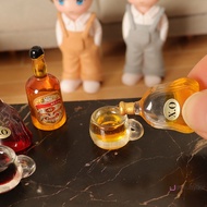 [Jonsunyuer] 1Set 1:12 Dollhouse Miniature XO Foreign Wine Liquor Bottle Wine Cup Kitchen Model Decor Toy Doll House Accessories New