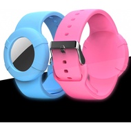 AirTag Bracelet for Kids(2 Pack), Soft Silicone Air Tag Wristband Kids, Lightweight GPS Tracker Holder Compatible with AirTag Watch Band for Child (Glow in Dark - Blue Pink)