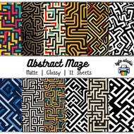12 Sheets 8x8 Abstract Maze by byte studio | Cardstock Craft Paper Junk Journal Stationery