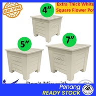 Wecareyou20 Square White Plastic Pot Pasu Bunga Segi Empat Bonsai Pot Pasu Putih Besar Pasu Plastik 