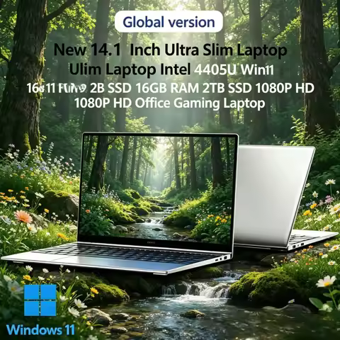 New 14.1 Inch Ultra Slim Laptop Intel 4405U Win11 Pro 16GB RAM 2TB SSD 1080P HD Office Gaming Laptop